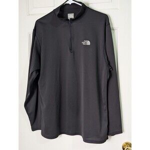 VTG North Face L/S Pullover T-Shirt Mens XL Black 1/4 Zip Mock Neck Outdoors USA